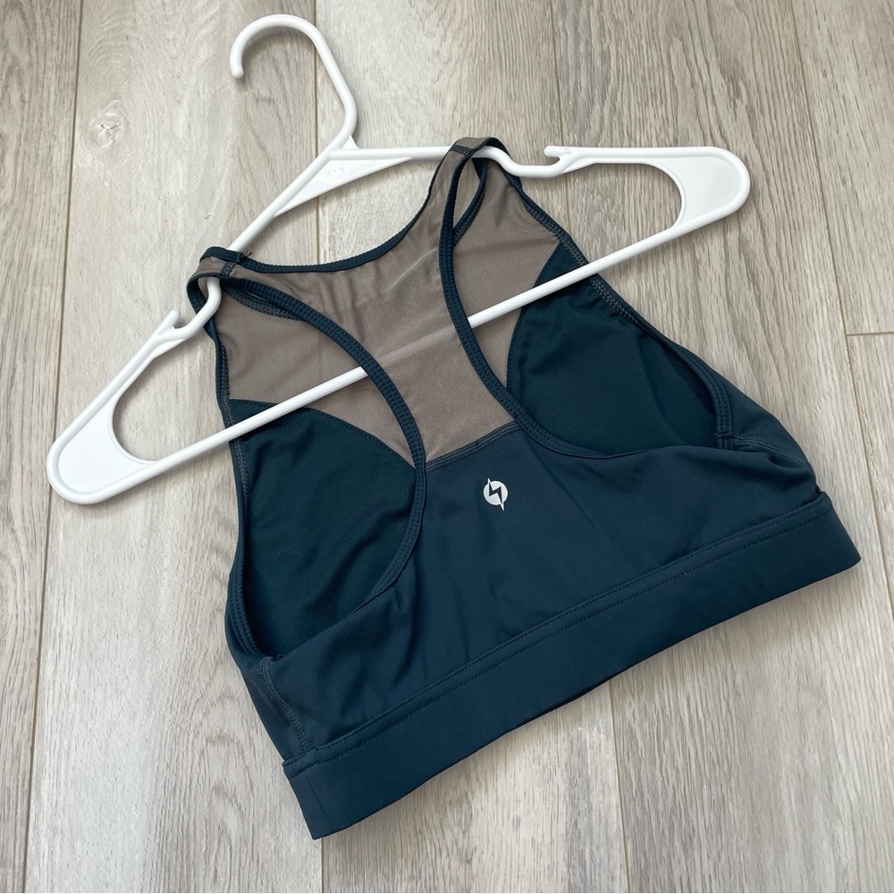 Popflex Sports Bra stellar crop mesh womens Teal (small) workout activewear gym - Picture 2 of 4